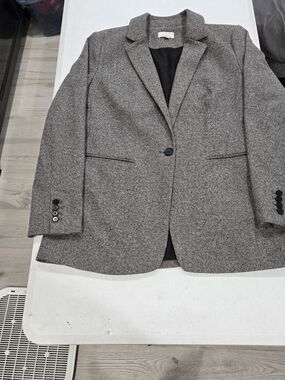 LOFT Gray Tweed Single-Button Blazer